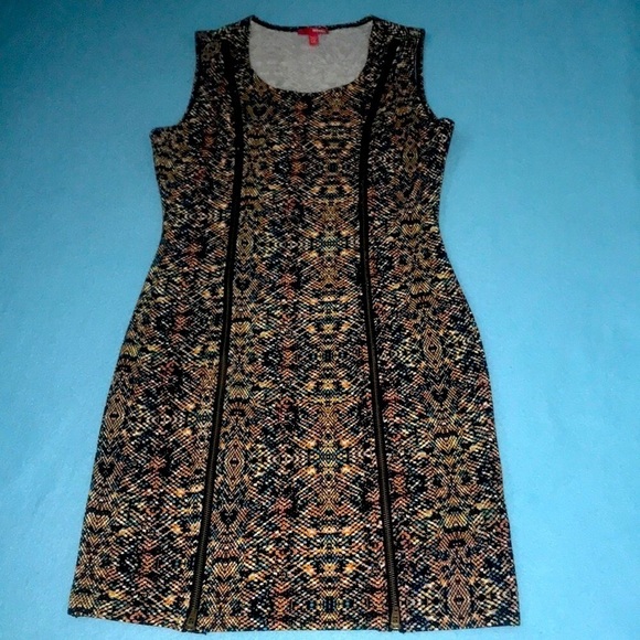 BONGO “Vernice” textured tank midi dress, working double zippers NEW size L - Picture 1 of 8